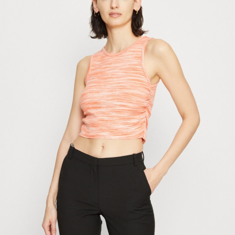 Aerie Rouchy Rib Tank Top in Saturn Peach Small